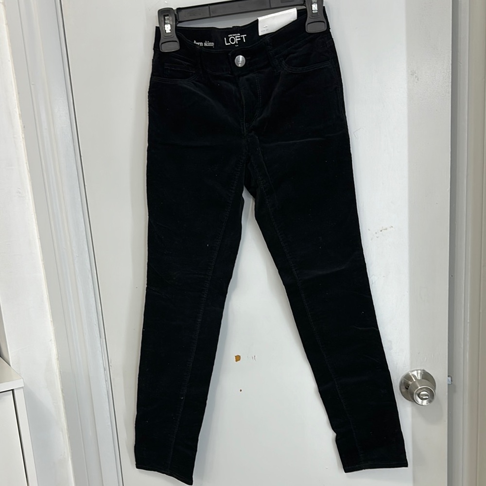 LOFT Women's Corduroy Black Pants Modern Skinny
